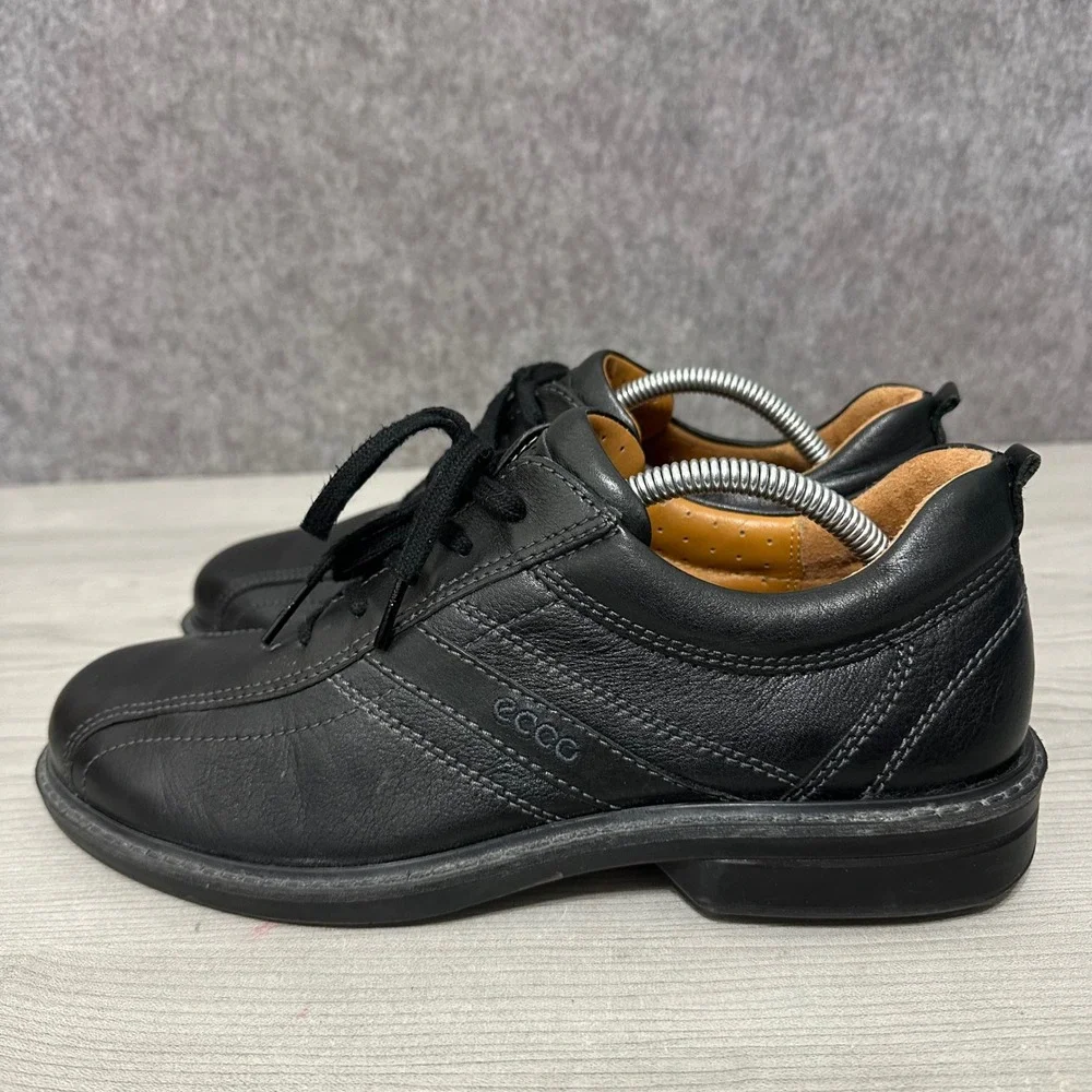 ECCO Fusion Oxford Mens 43 US‎ 9-9.5 Black Leather Plain Toe Lace Up Shoes